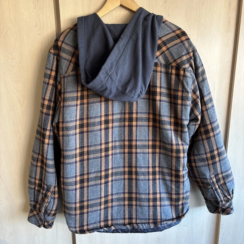 Legendary Outfitters Plaid Shirt‎ Hooded Jacket Quilted Lining Mens Size Medium